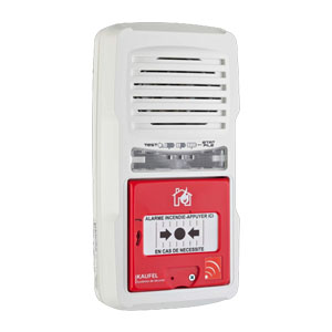 Prêt à poser alarme incendie Type 4 Radio composé du tableau d'alarme , 2  déclencheurs manuels , 1 diffuseur sonore et 1 lumineux, 140574, 3414972516402