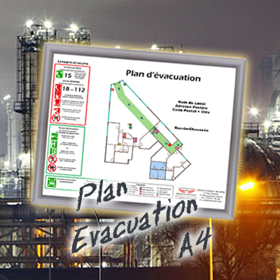 Plan d'évacuation avec cadre format A4 - 1er prix - Le plus grand choix en matière de plan d'évacuation sur Sécurishop - Sécurishop, la boutique des achats et vente en ligne ! Les prix les plus bas du Web !